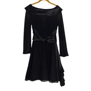 Adrianna Papell Occasions Elegant Black Silk Tie Front Dress | Size 6 Pe…